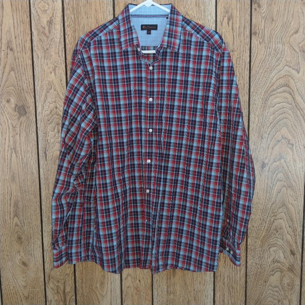 Ben Sherman Long Sleeve Button Down Plaid Shirt